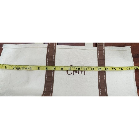 L.L.Bean Boat and Tote Canvas Bag Small White Brown Monogram CMA Made in USA - Picture 10 of 13